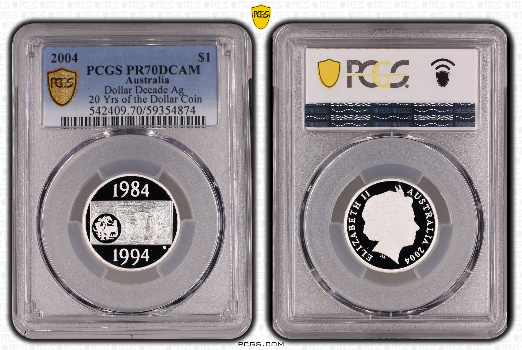 Dollar Decade Silver 20 Yrs of the Dollar Coin, One Dollar, 2004, PCGS PR70DCAM