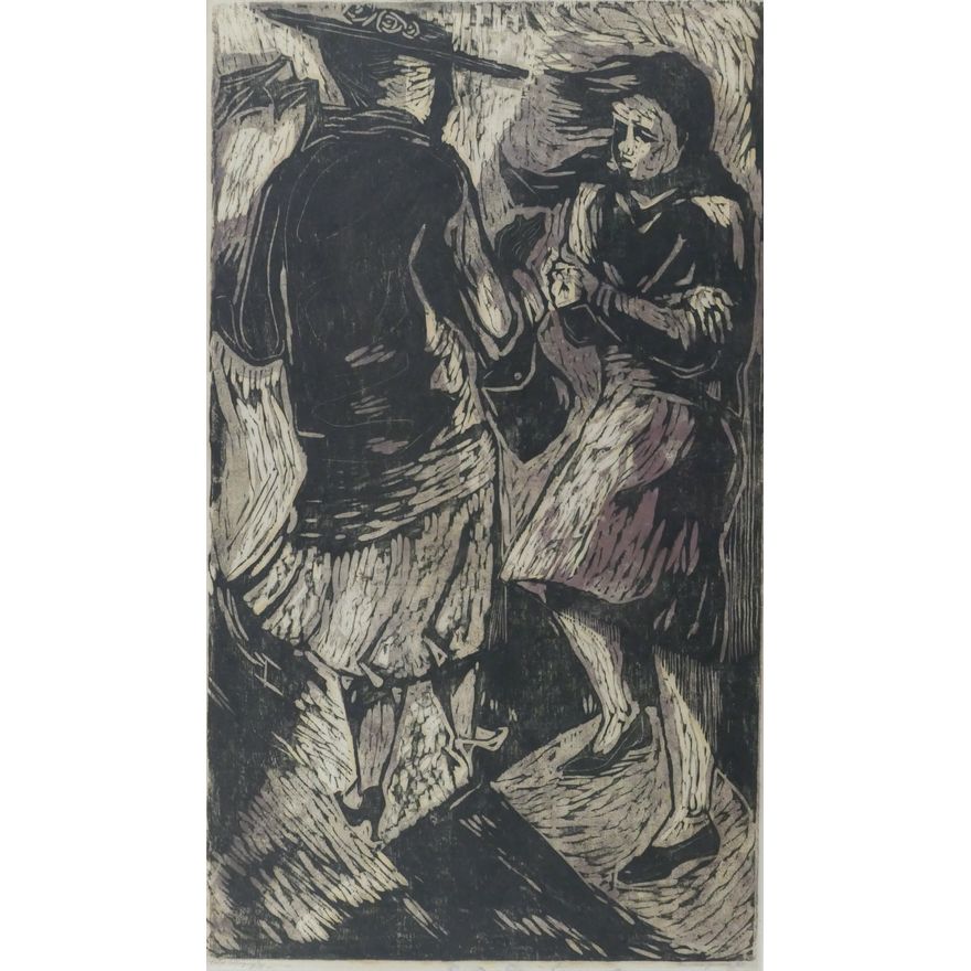 Eunice Jensen Parsons ''Cold Colloquy'' 1960 Color Woodcut