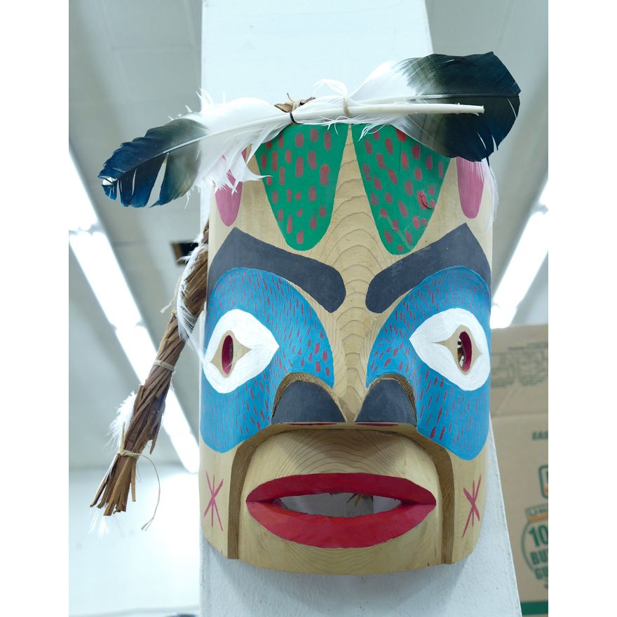 Jimmy Chester (Nuu-chah-nulth) Warrior Mask Painted Cedar 12''
