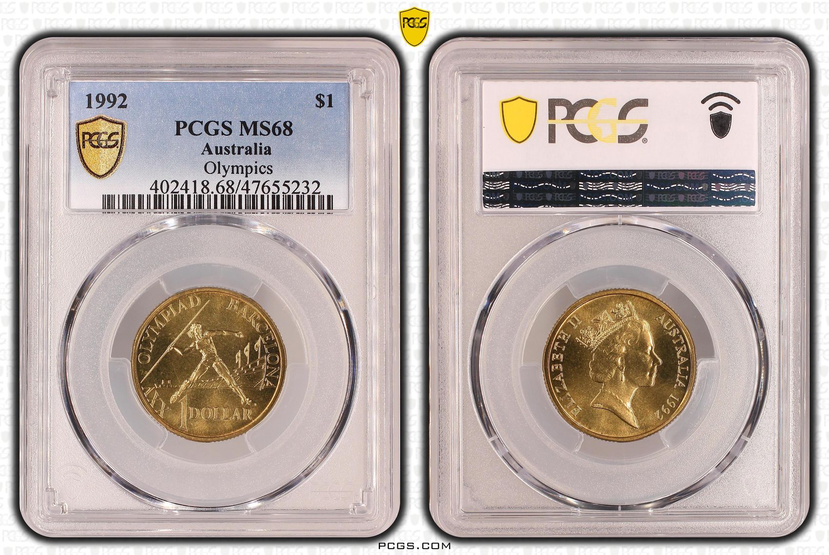 Olympics, One Dollar, 1992, PCGS MS 68