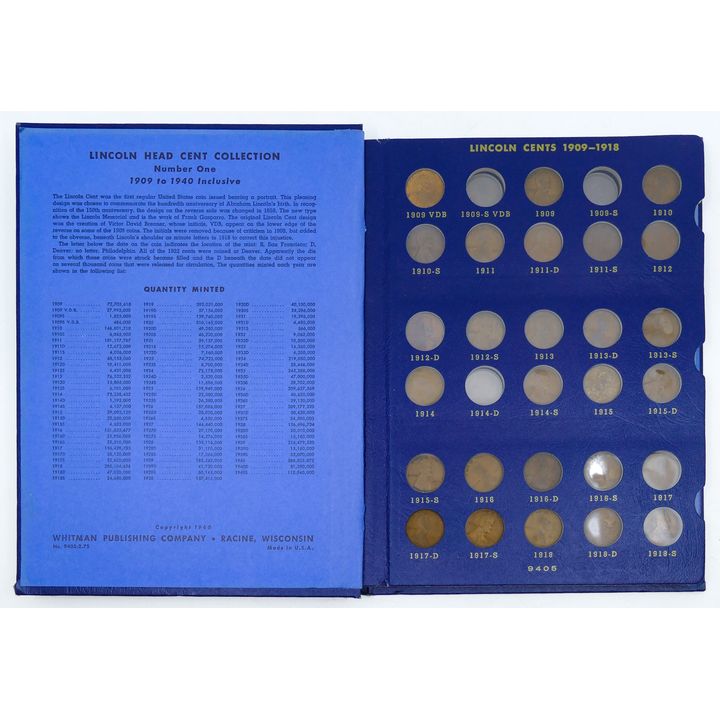 US Lincoln Cents 1909-40 Whitman Book 85pc