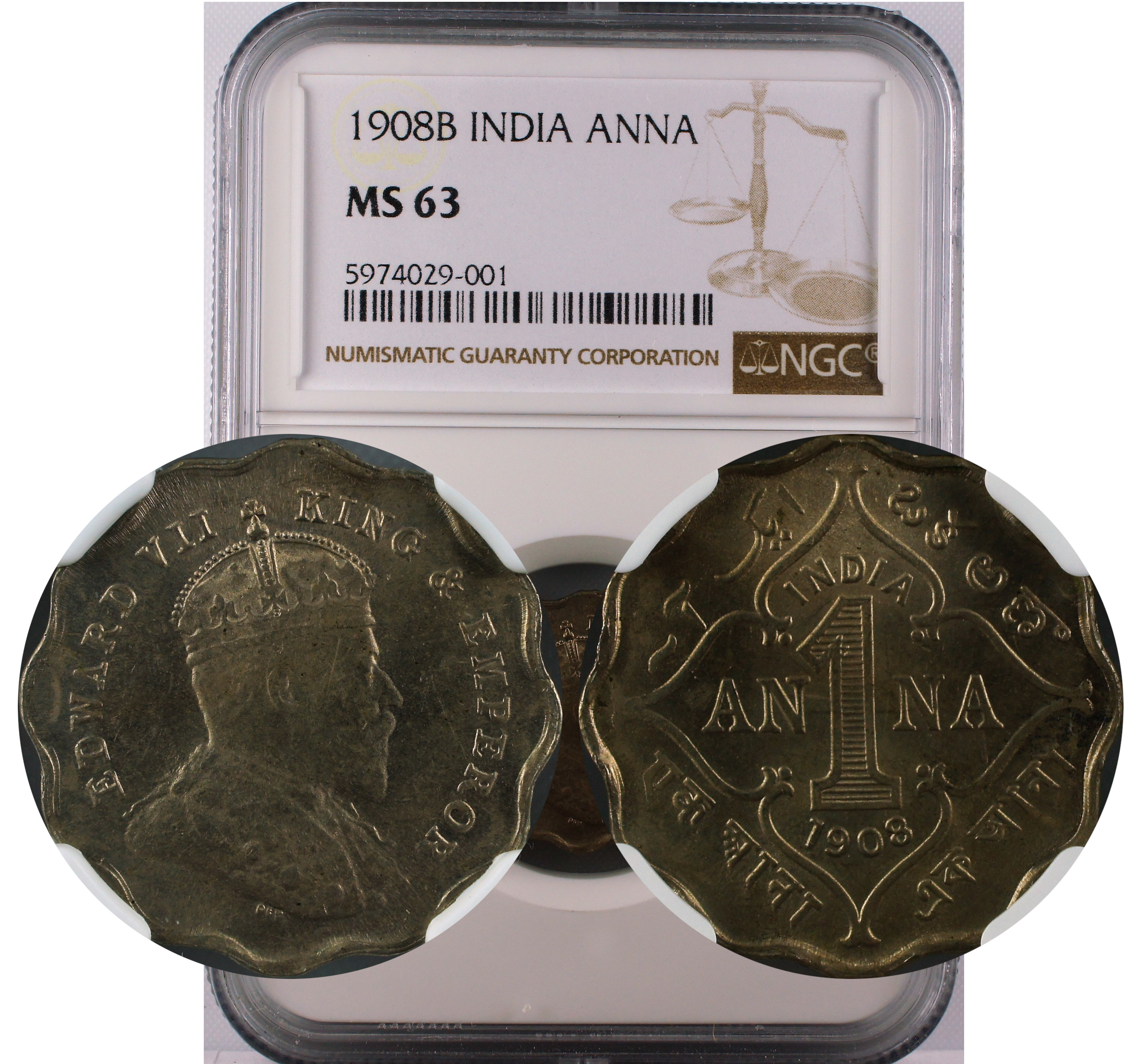 1908 B INDIA ANNA MS63
