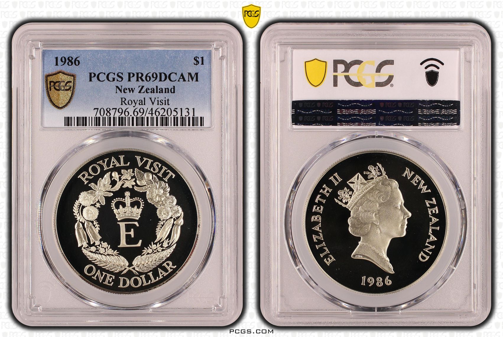 69 · New Zealand, One Dollar, 1986, Royal Visit, PCGS - PR69DCAM