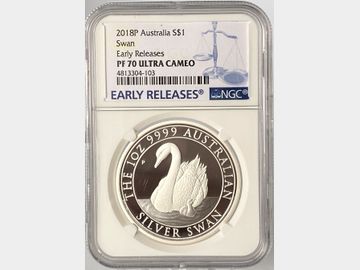 2018 AUSTRALIAN PERTH MINT SWAN 1 DOLLAR PR70 UCAM TOP POP!