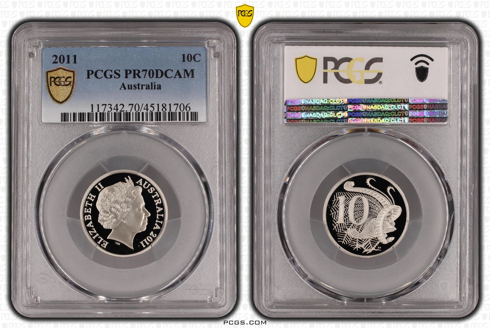 Elizabeth II, Ten Cent, 2011, PCGS PR 70DCAM