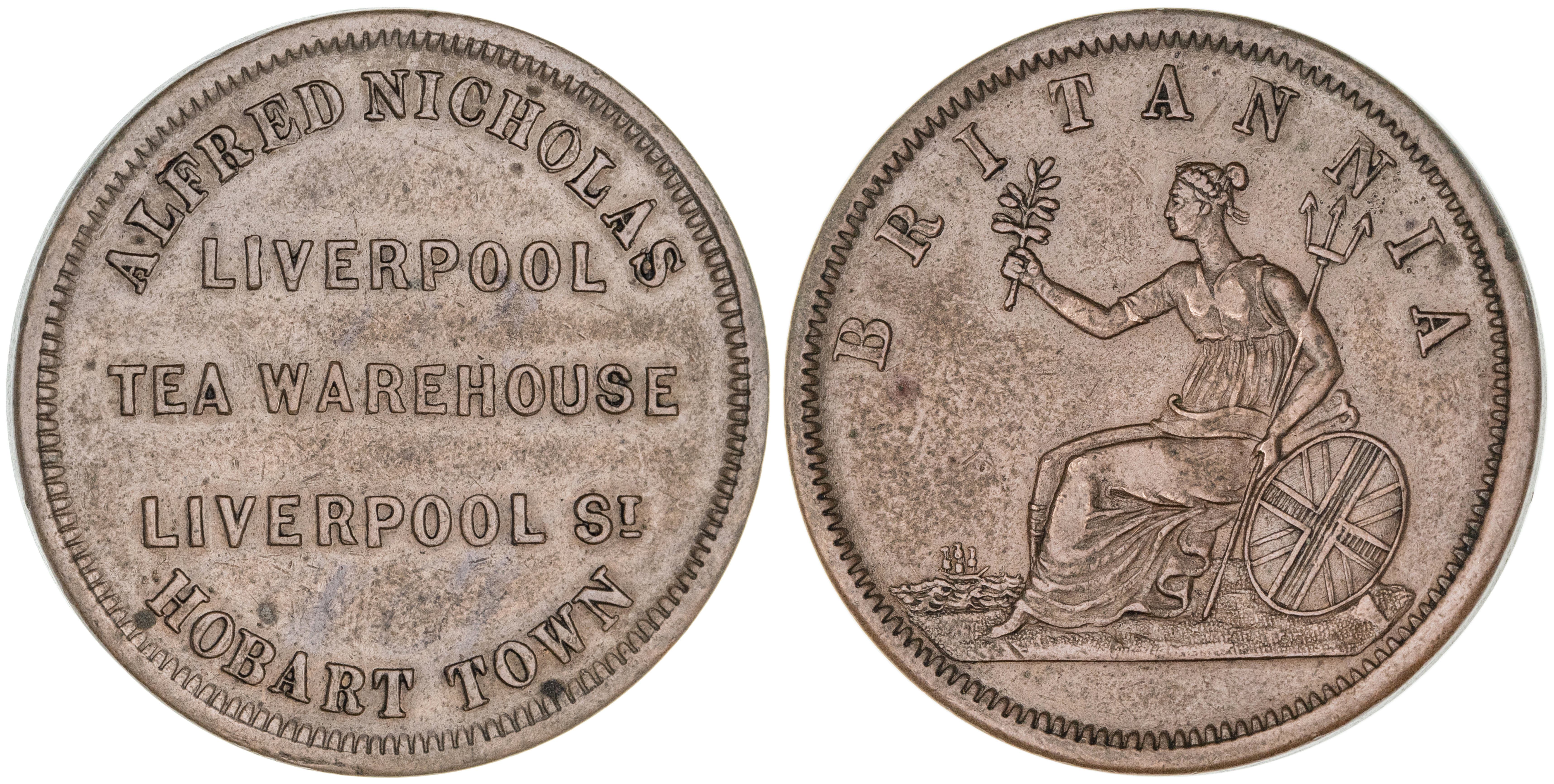 Hobart Town, Tasmania, Alfred Nicholas, Penny, gEF