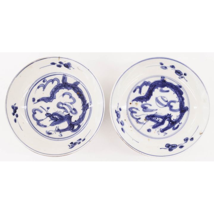 Pair Japanese 17th Cent. Dragon Swatow Dishes