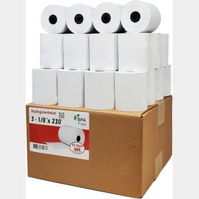 PACK OF 32 (32 ROLLS) 3 1/8 X 230 THERMAL PAPER RECEIPT ROLLS FITS ALL CLOVER POS CASH REGISTER PRINTERS, STAR MICRONICS SCP700 TS