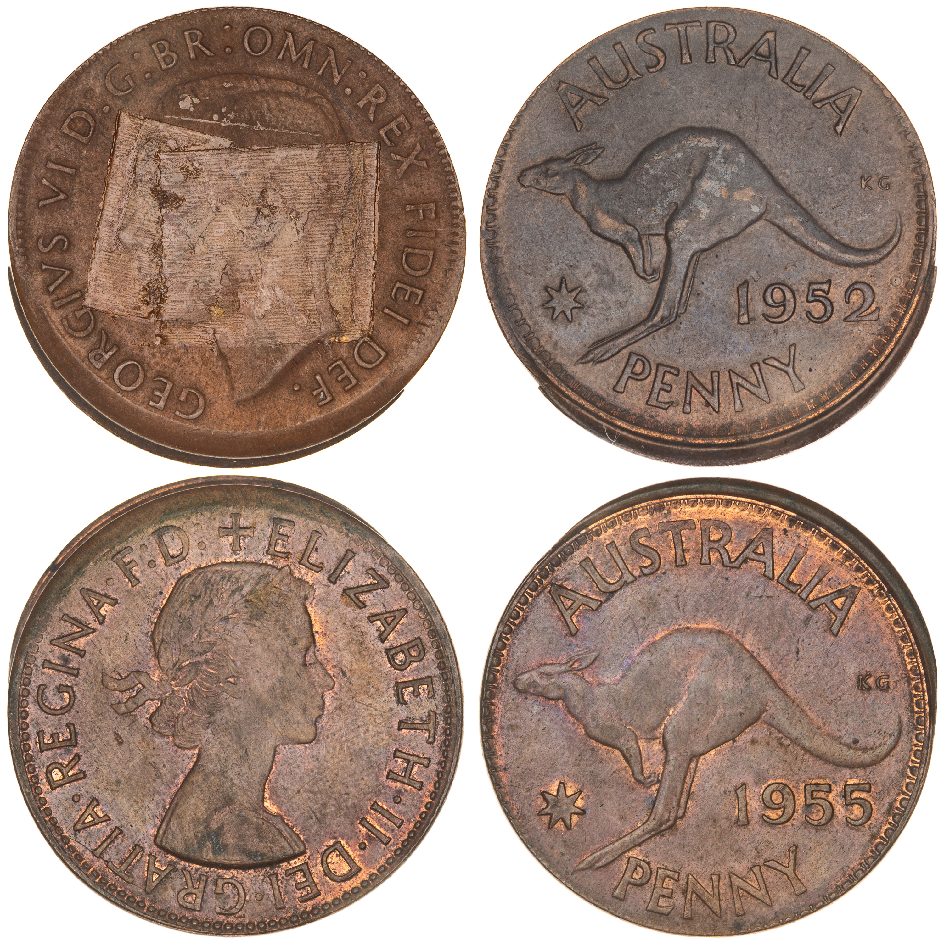 280 · George VI - Elizabeth II, Penny, 1952 - 1955,  gVF
