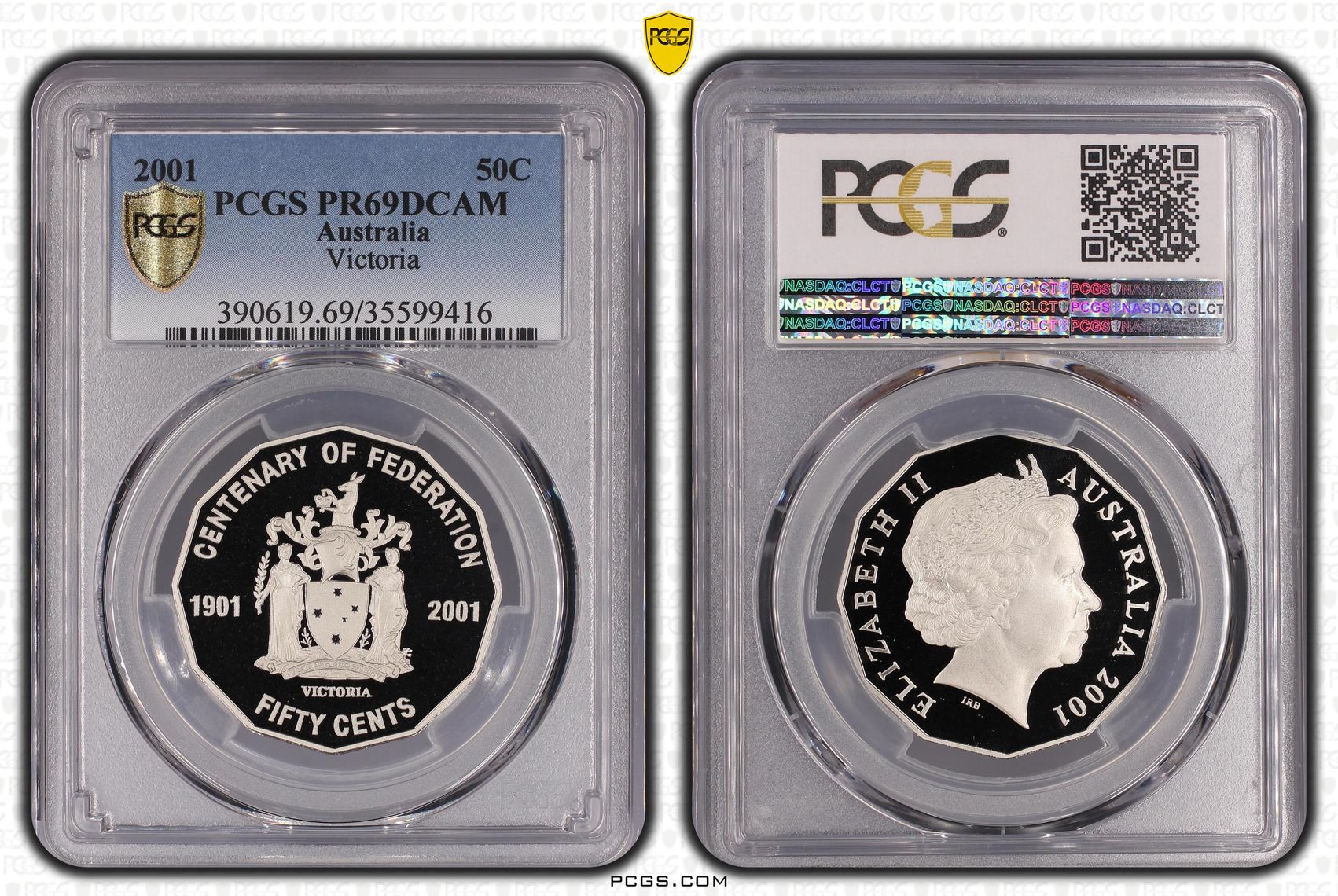 2001 Australian Fifty Cent, 50c Proof Victoria PCGS - PR69DCAM -416
