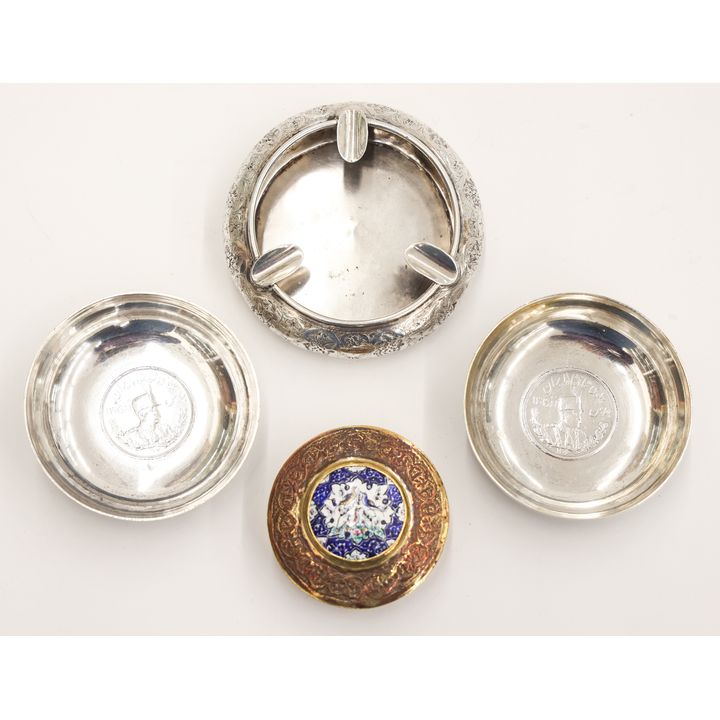 4pc Old Persian Coin Dishes and Table Articles