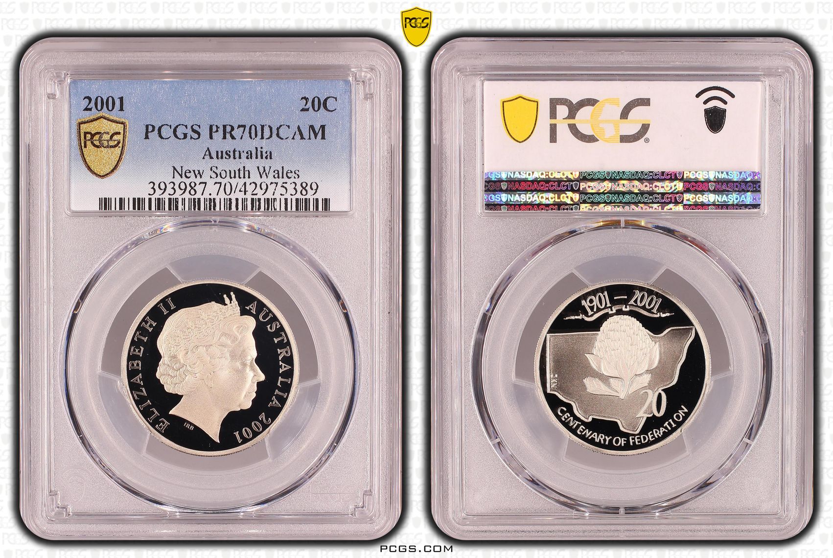 Elizabeth II, New South Wales, Twenty Cent, PR70DCAM , 2001 PCGS POP - 66/0