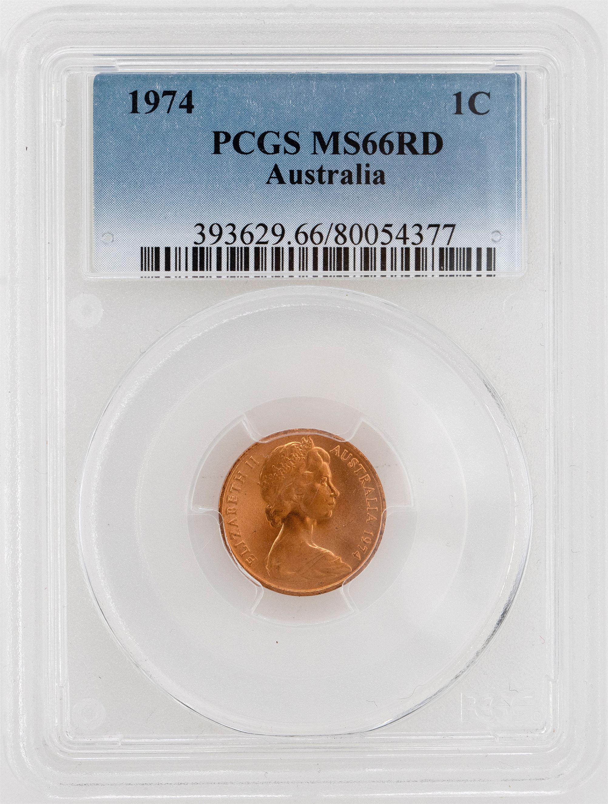 1974 Australia One Cent, 1c KM-62 PCGS - MS66RD -377