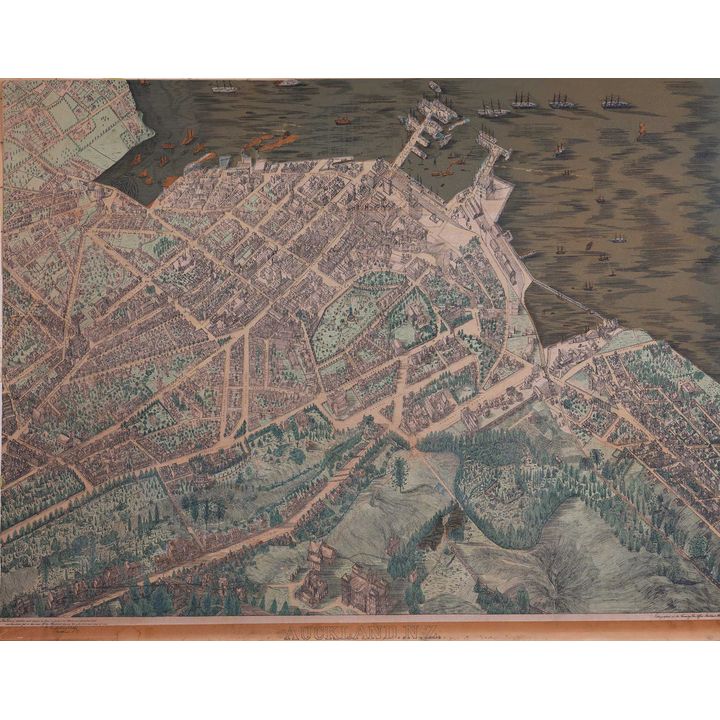 STEVENS, GEORGE TREACY - Lithograph of central Auckland [ca 1885 - 1886]