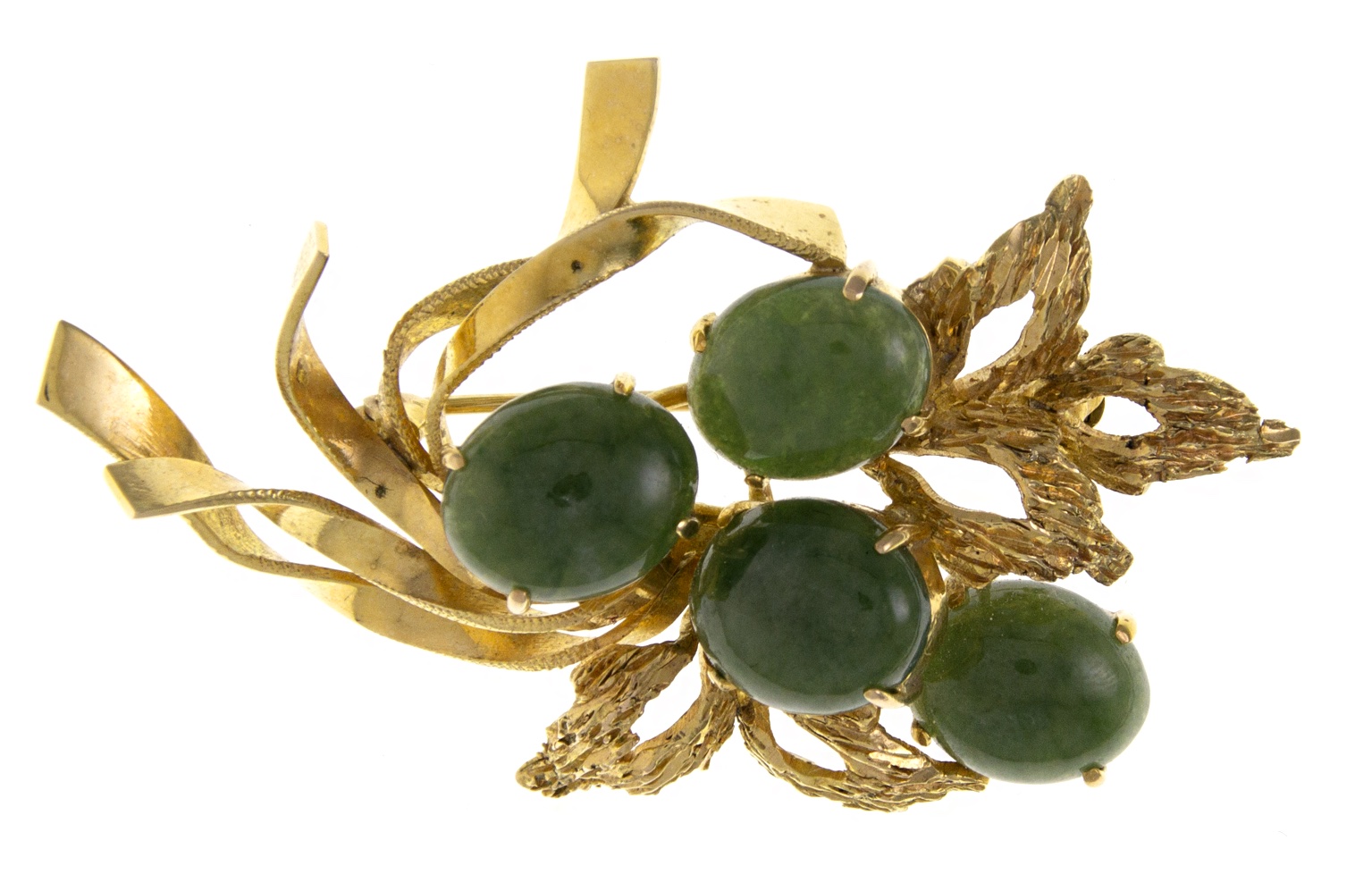 China, Republic, Jade & Gold Brooch, c.1950