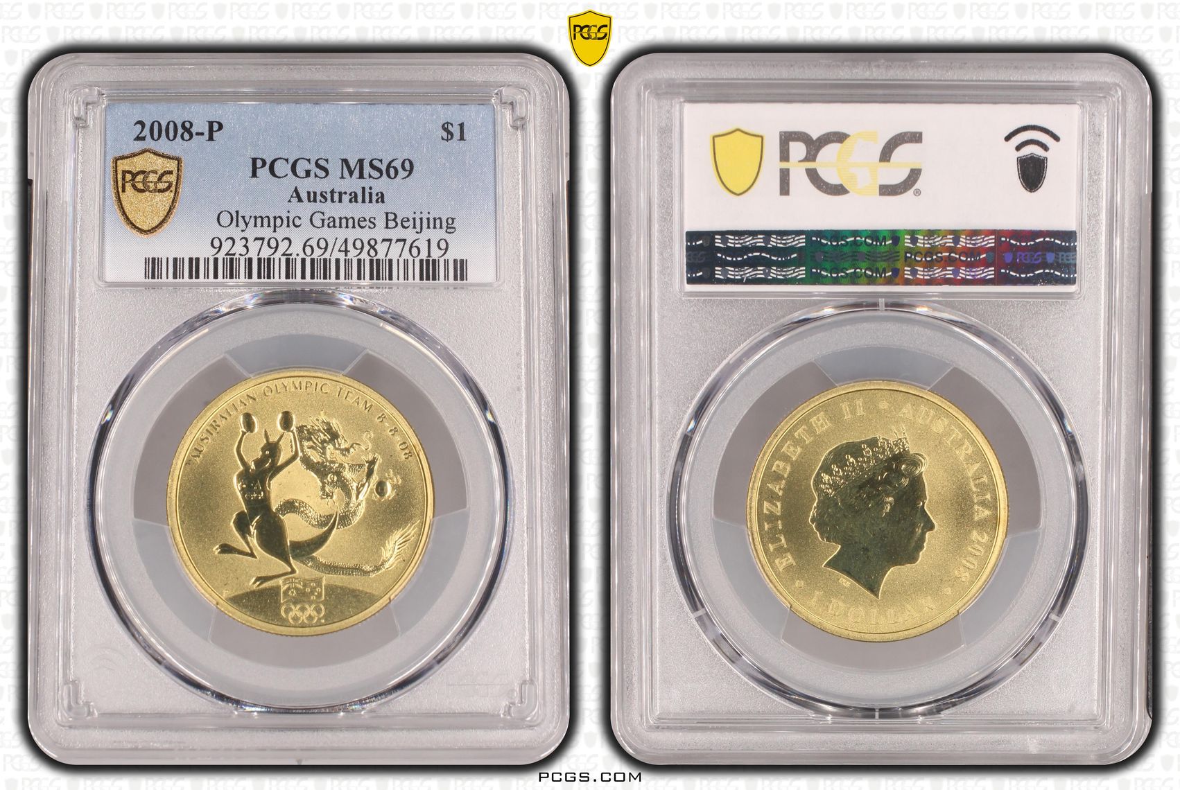Olympic Games Beijing POP 1/0, One Dollar, 2008-P, PCGS MS69