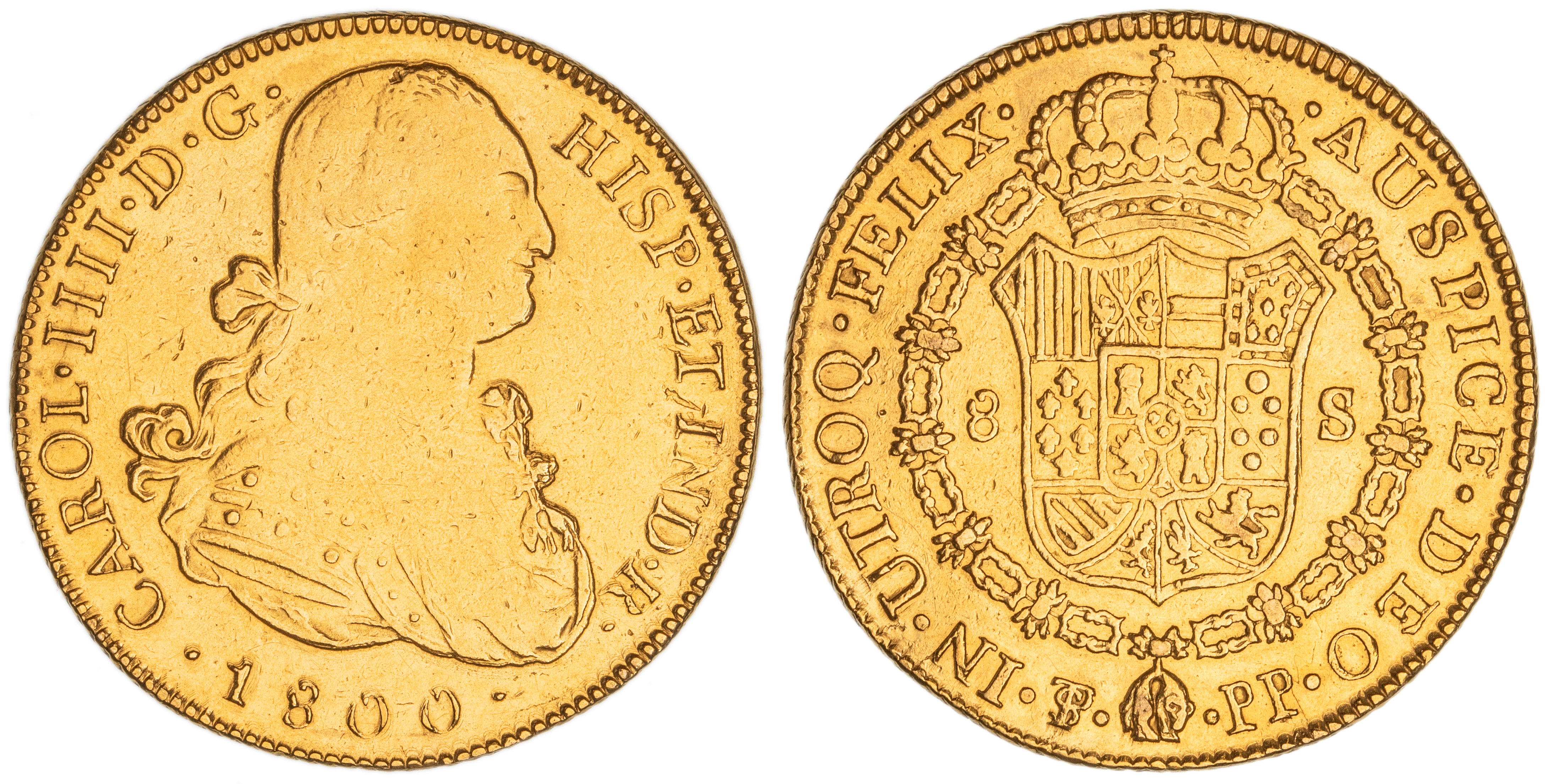 Bolivia, Charles IV, Eight Escudos, 1800-PP, gFine