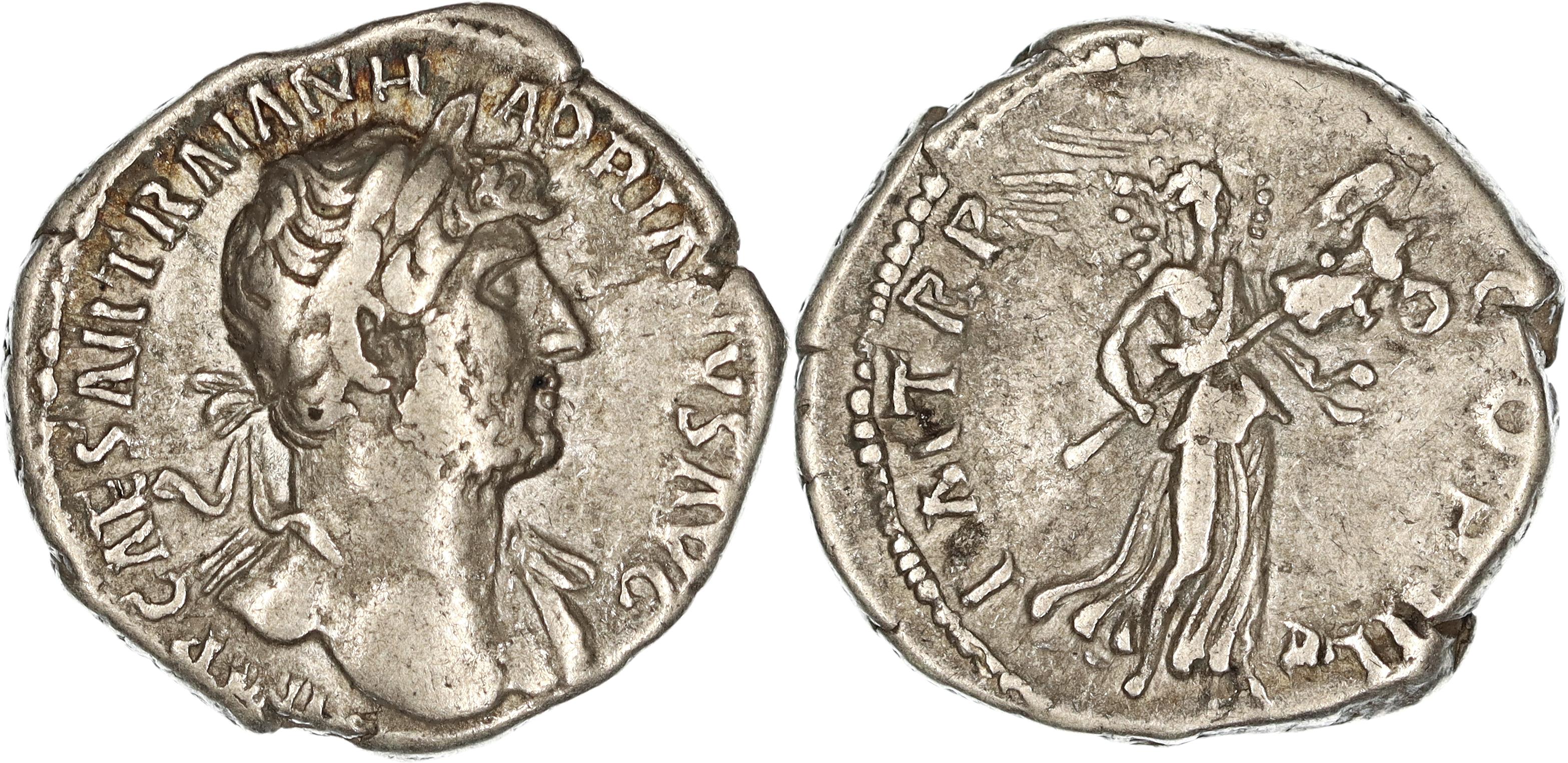 Roman Empire, Hadrian, Silver Denarius, 123 AD, VF