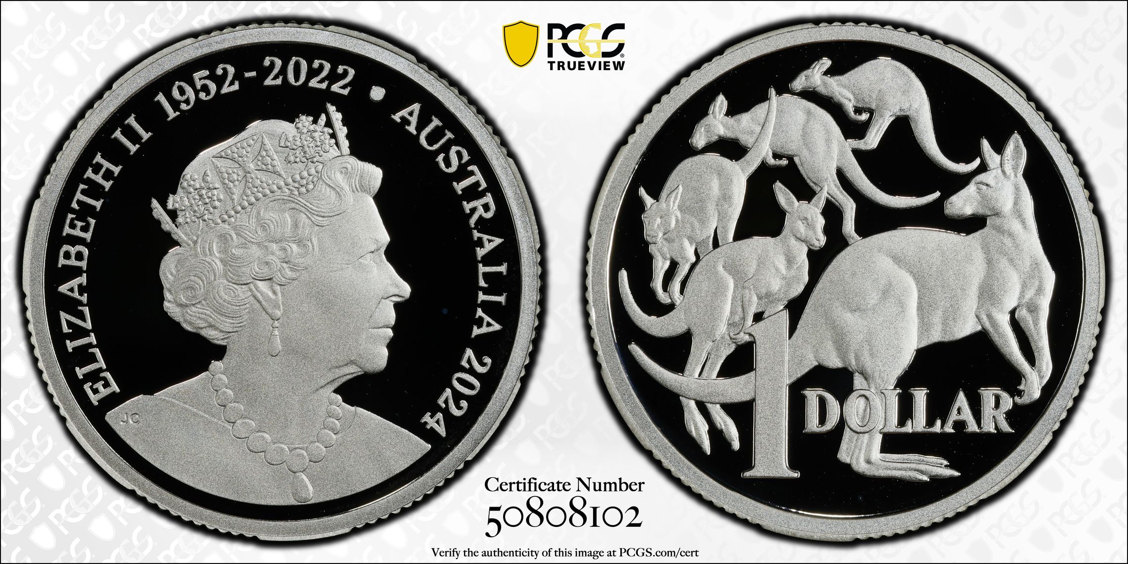 Queen Elizabeth II Silver, One Dollar, 2024, PCGS PR69DCAM