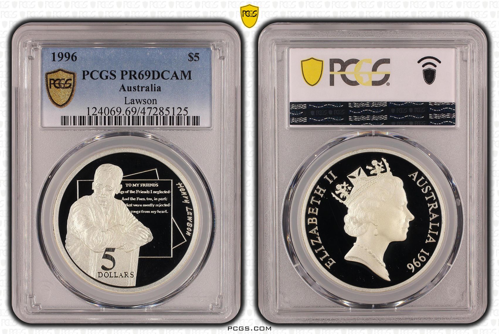 Lawson, Five Dollar, 1996, PCGS PR69DCAM