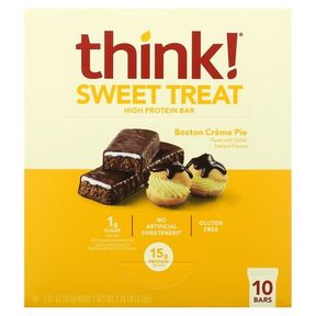 6.60 THINK ! SWEET TREAT, HIGH PROTEIN BAR, BOSTON CREME PIE, 10 BARS, 2.1 OZ (57 G)