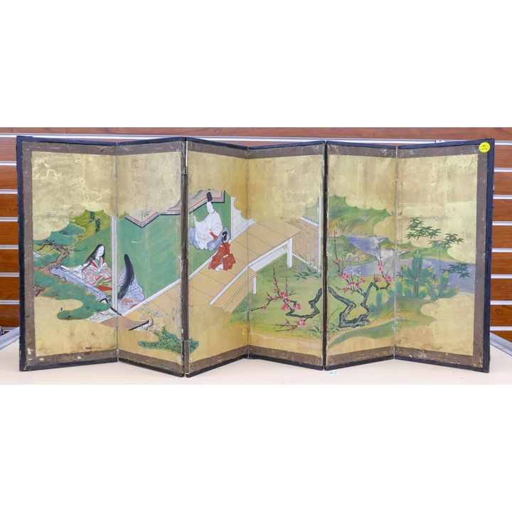Japanese 18th Cent. Genji Folding Table Screen 18''x43''
