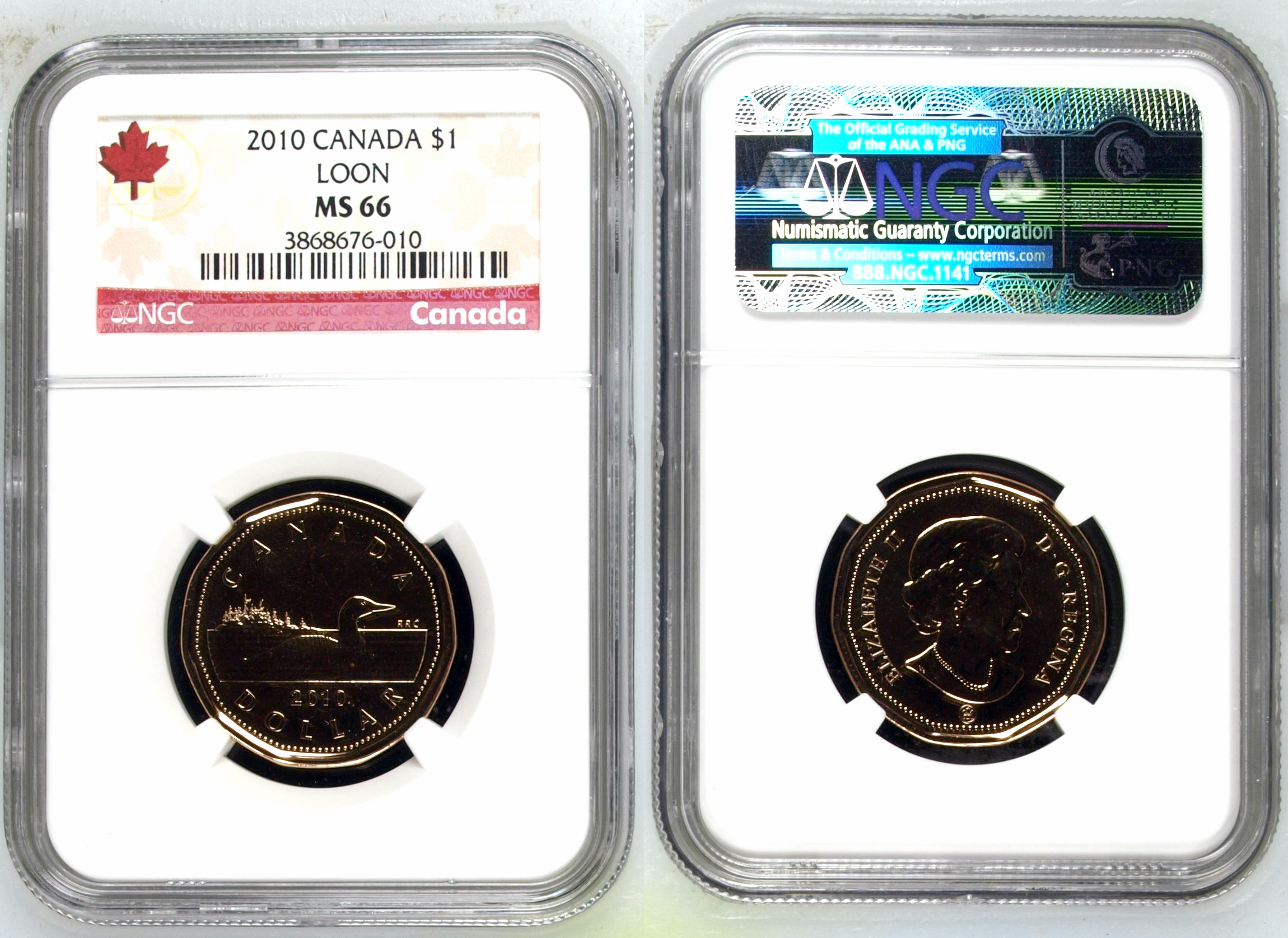 Canada, Loon, One Dollar, 2010, NGC MS 66