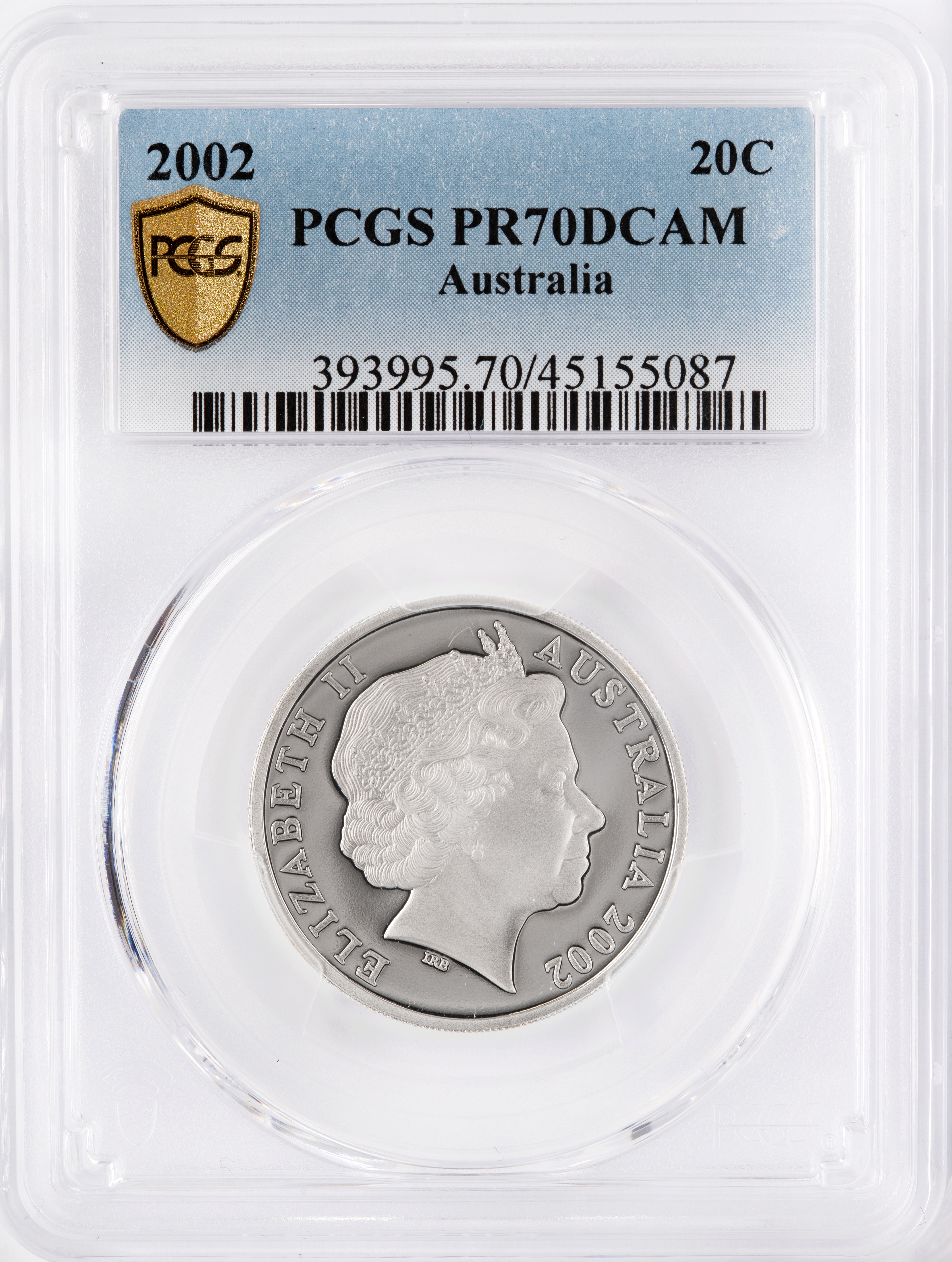 Top pop, Twenty Cent, 2002, PCGS PR70DCAM
