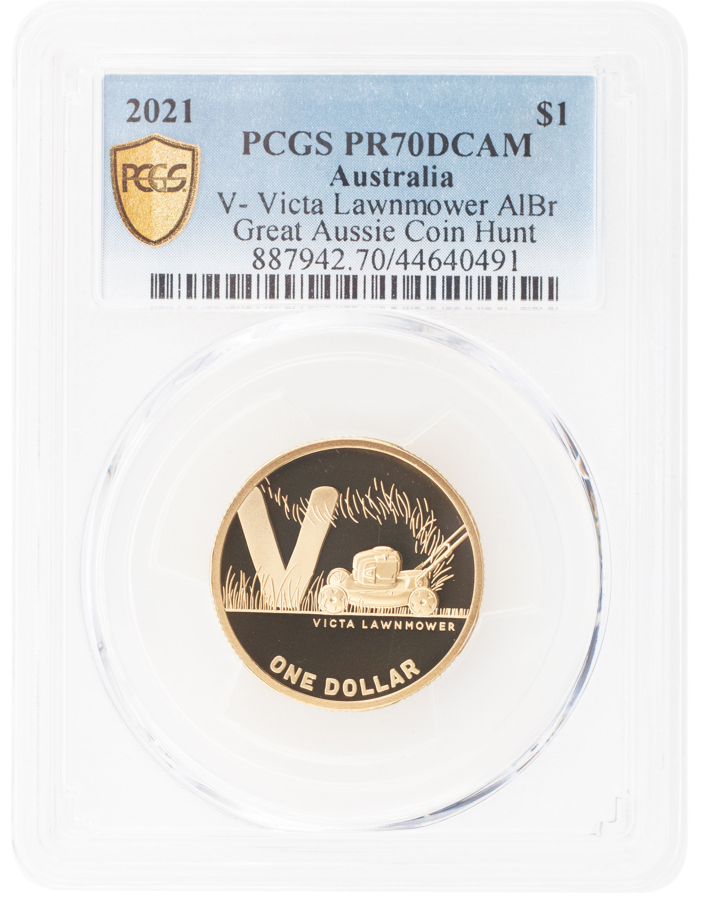 Elizabeth II, V- Victa Lawnmower, One Dollar, 2021, PCGS PR 70DCAM