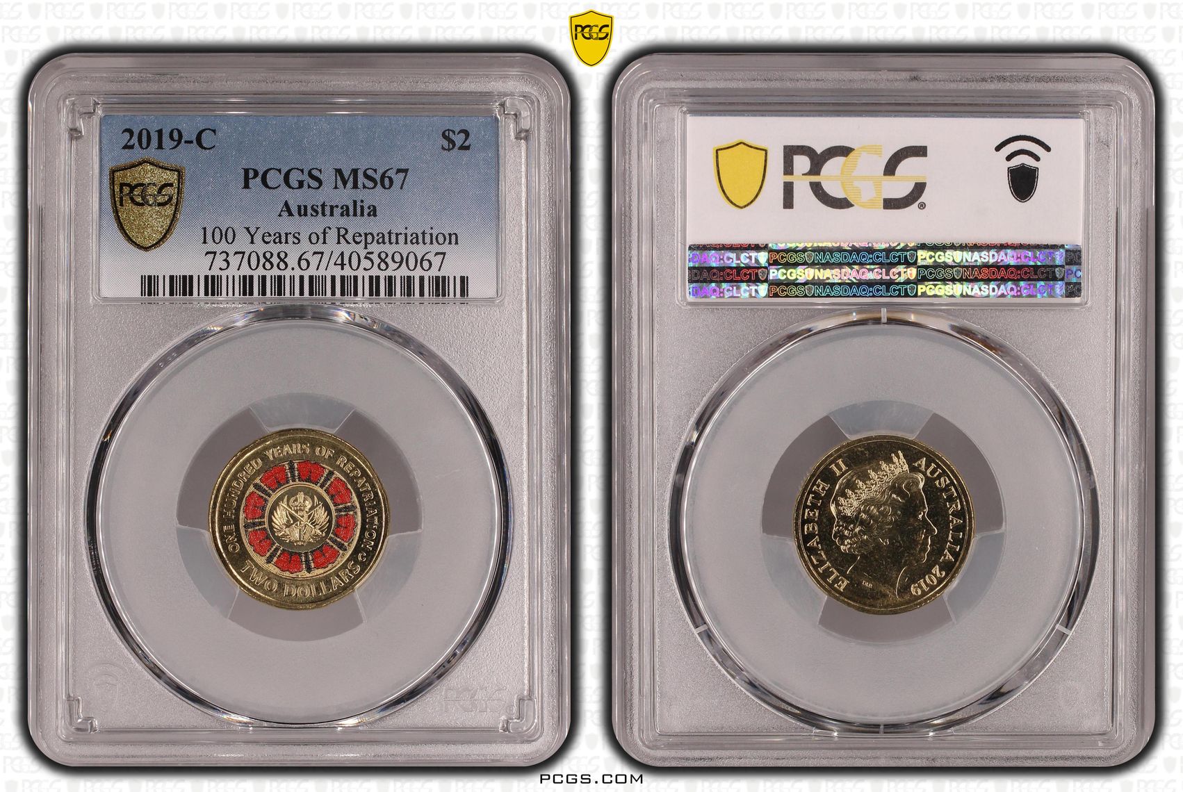 100 Years of Repatriation Colorized, Two Dollar, 2019-C, PCGS MS67
