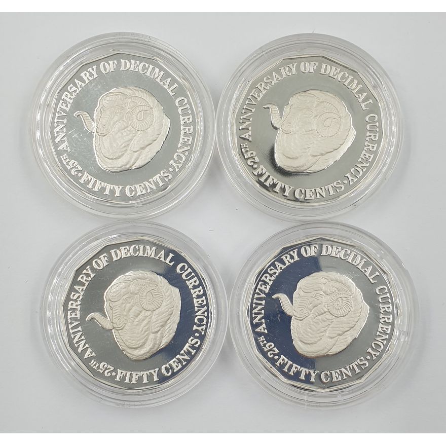 Silver Proof Ram's Head 50c Coins (x4)