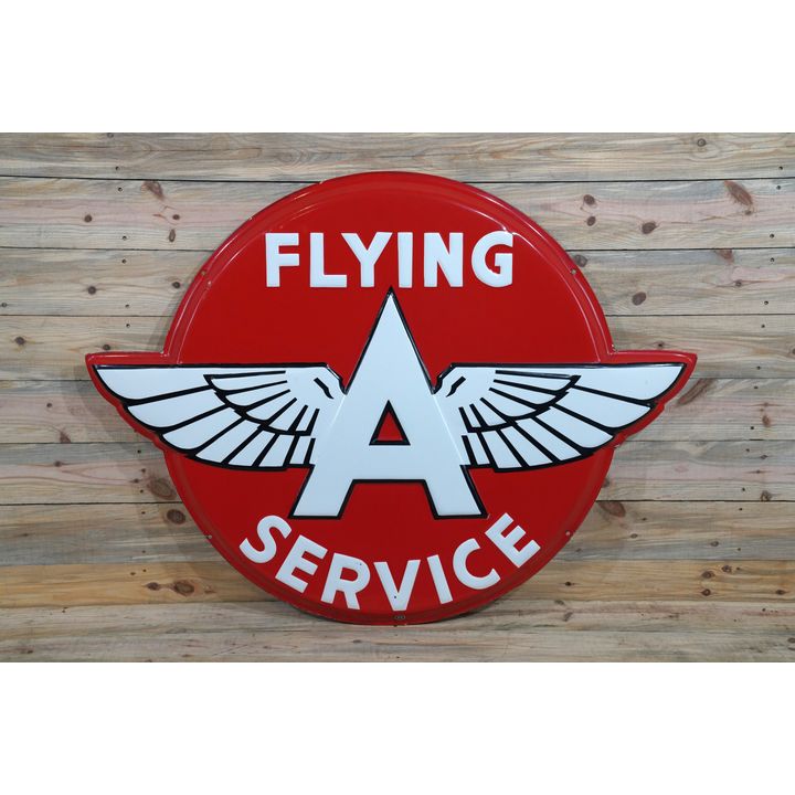 Rare 42" Flying A Service Single Sided Embossed Porcelain Sign TAC 8.9