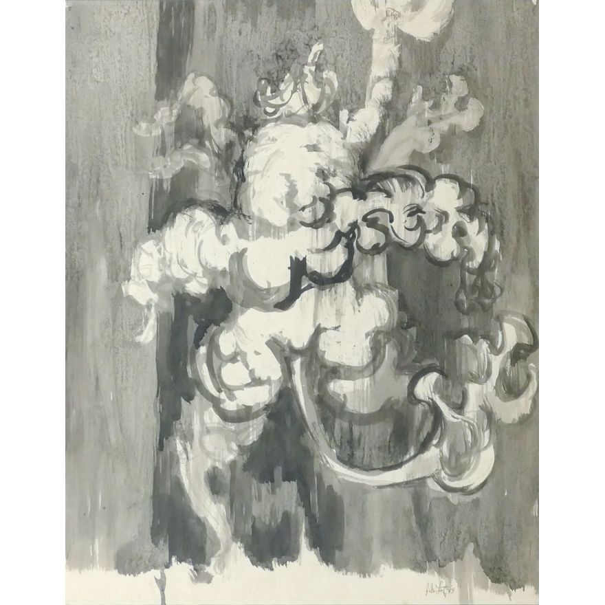 Jack McLarty ''Ambiguous Tailed Figure'' Signed 1958 Ink Wash on Paper