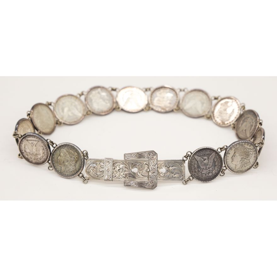 Morgan Smith Sterling American Silver Dollar Belt