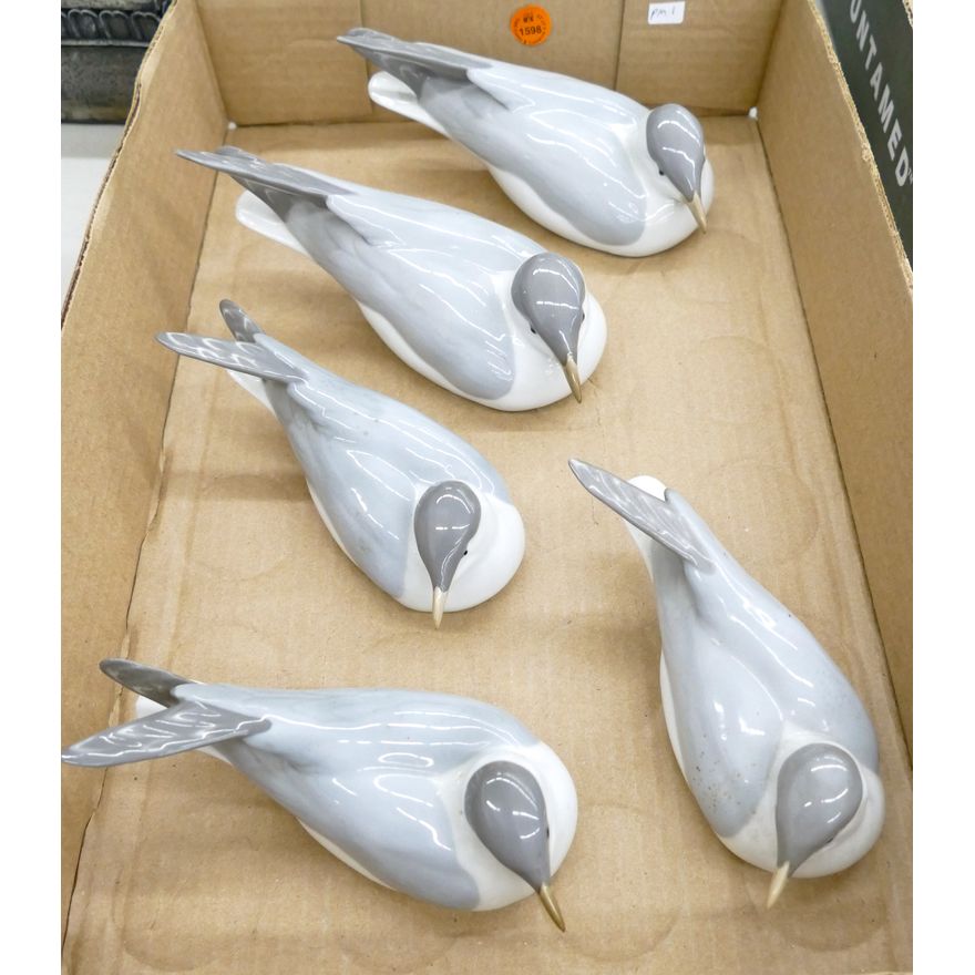 Box 5pc Porcelain Bird Figurines