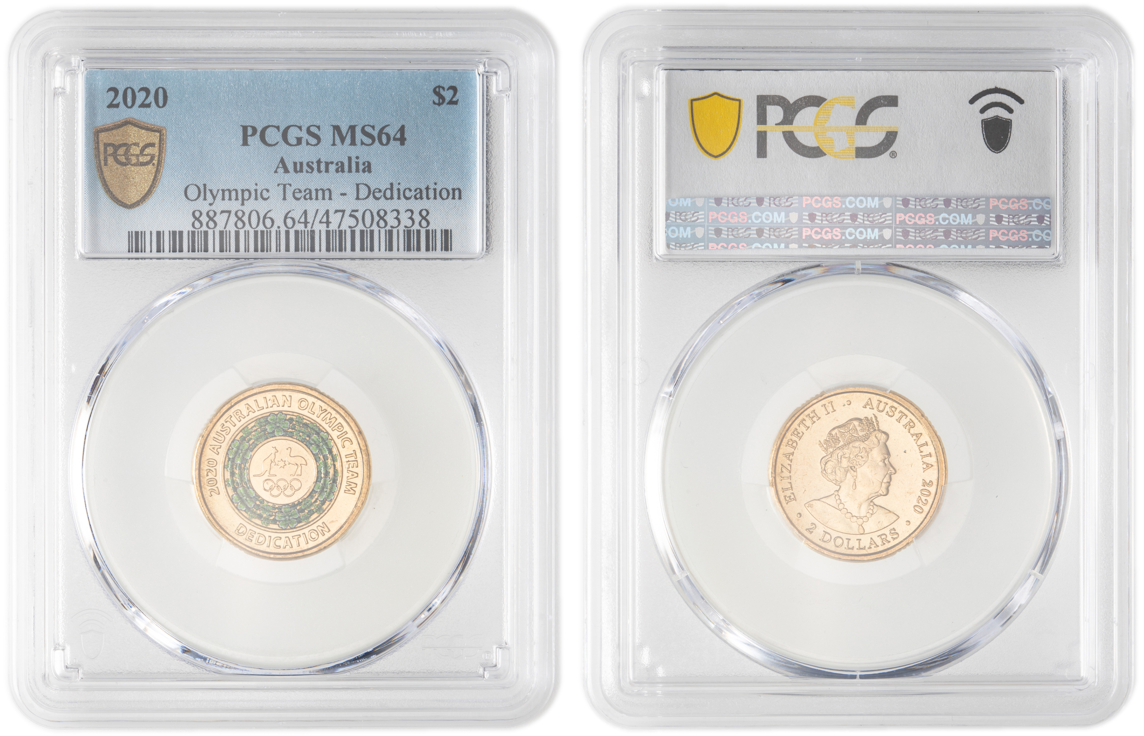 Elizabeth II, Olympic Team - Dedication, Two Dollar, 2020, PCGS MS64