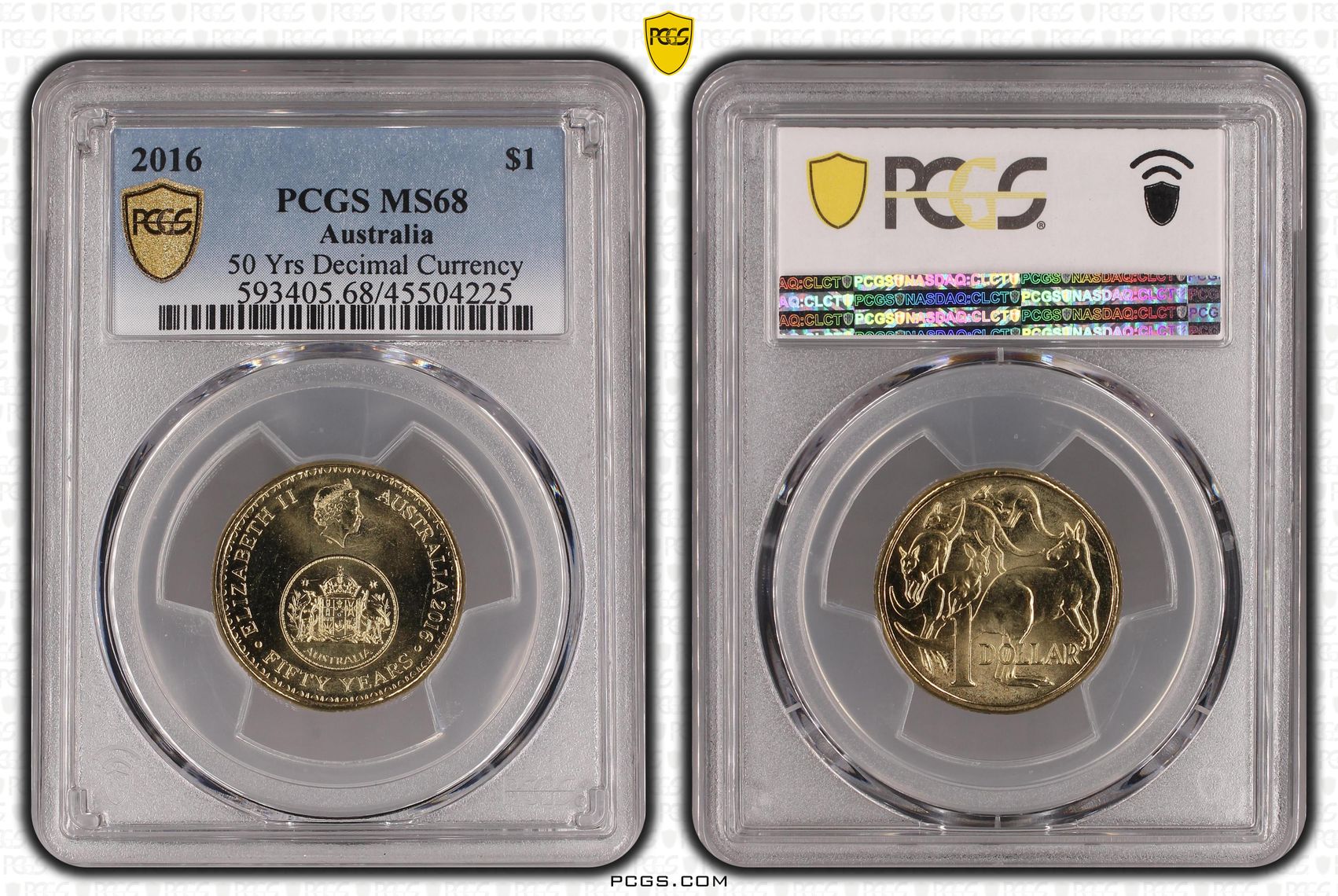 Elizabeth II, 50 Yrs Decimal Currency, One Dollar, 2016, PCGS MS 68