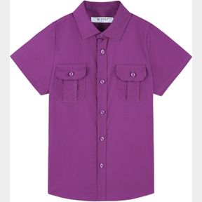 DILBYKE BOYS SHORT SLEEVE DRESS SHIRT SOLID BUTTON DOWN UNIFORM CASUAL WOVEN SHIRTS WITH TWO POCKETS 15-16 YEARS, PURPLE