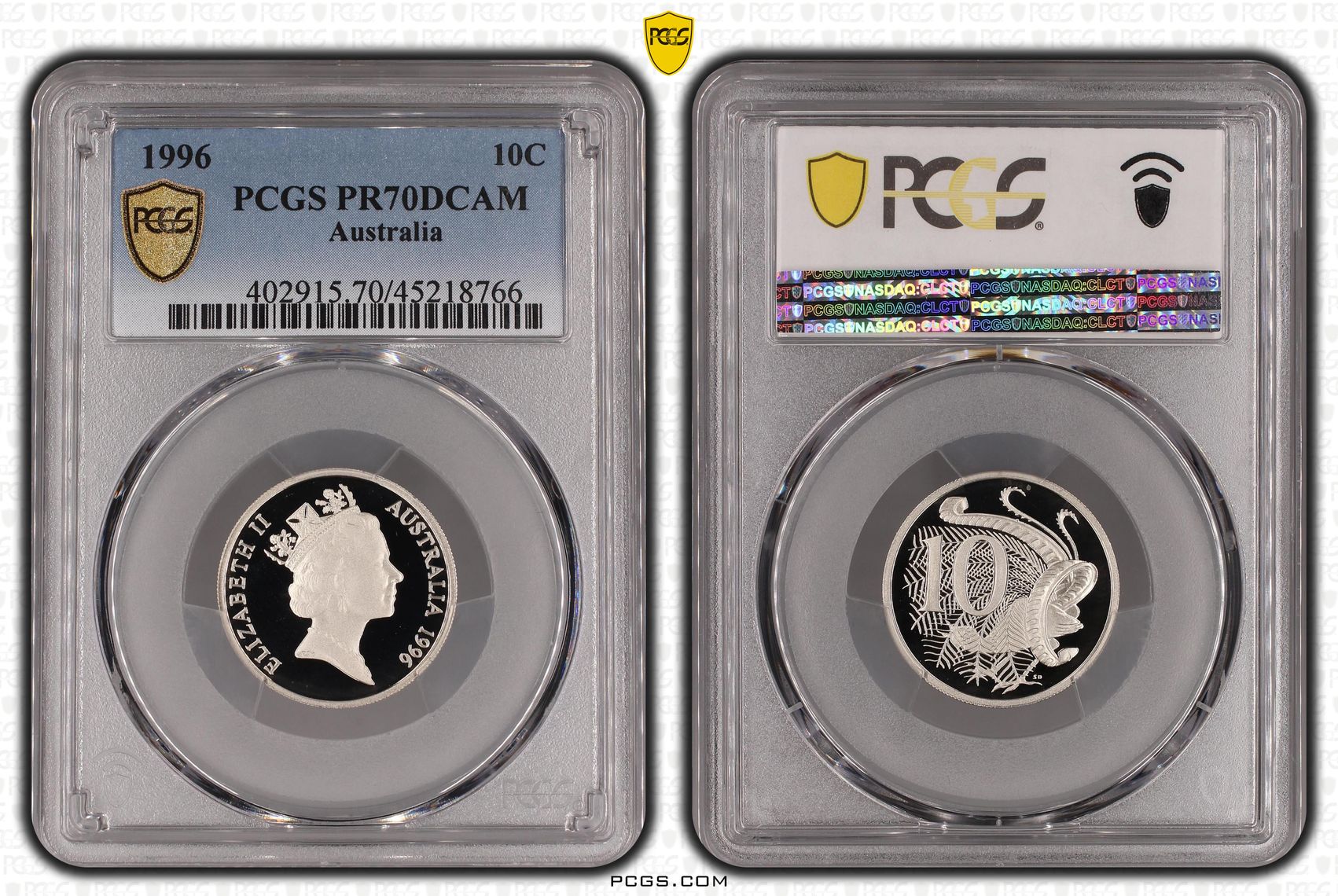 Elizabeth II, Ten Cent, 1996, PCGS PR70DCAM