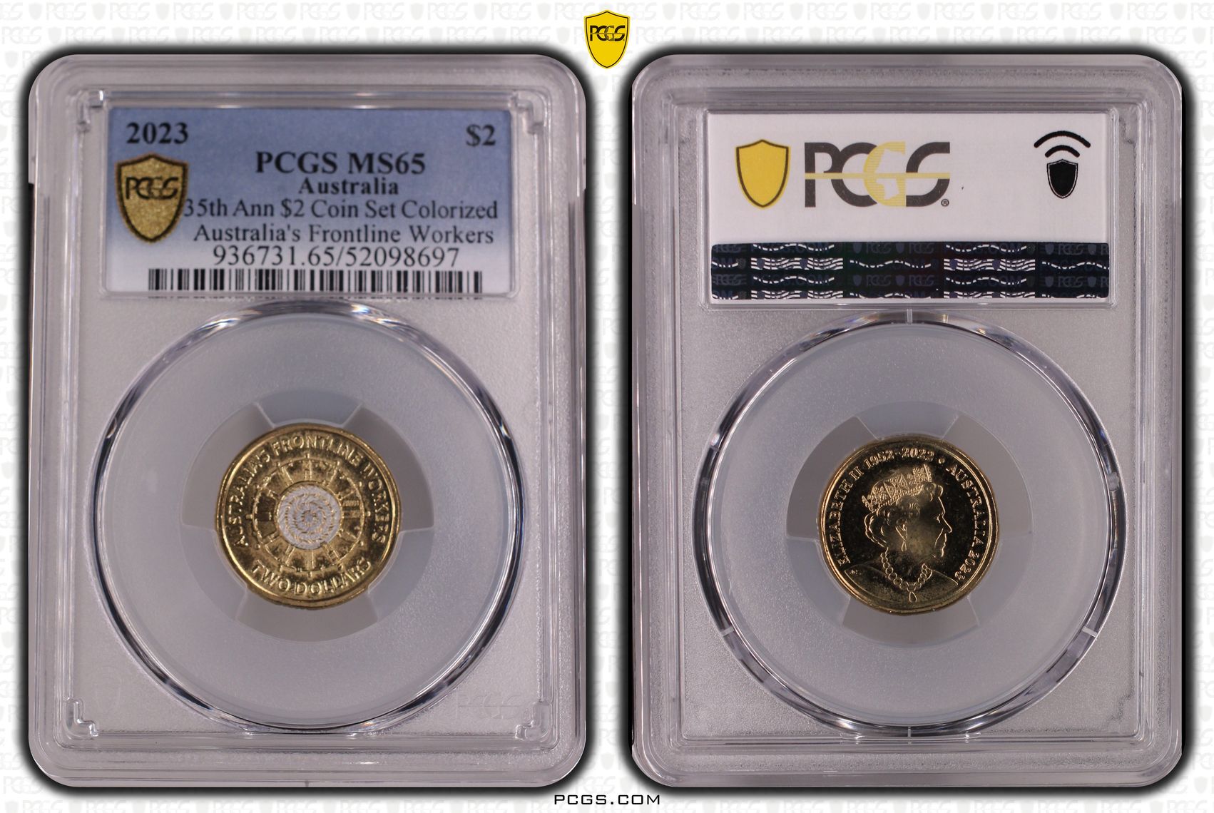 35th Ann $2 Coin Set Colourised Australia's Frontline Workers, Two Dollar, 2023, MS65
