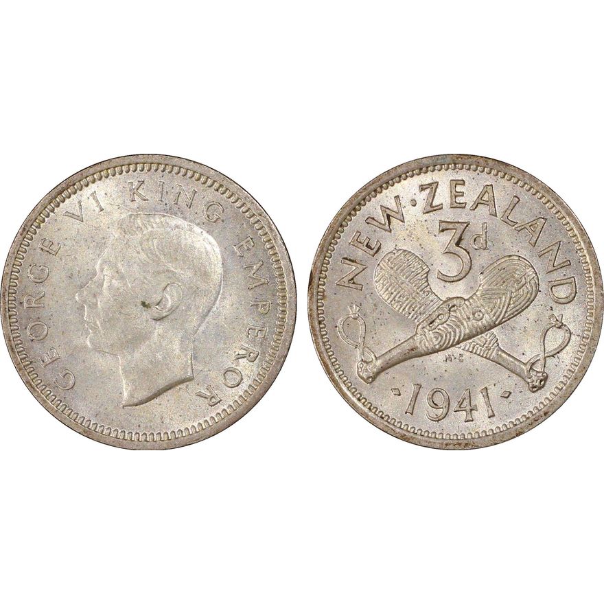 New Zealand, Threepence, 1941, PCGS - MS63