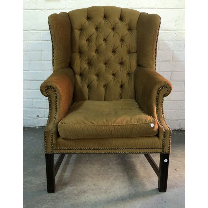 BUTTON UPHOLSTERED WINGBACK CHAIR,