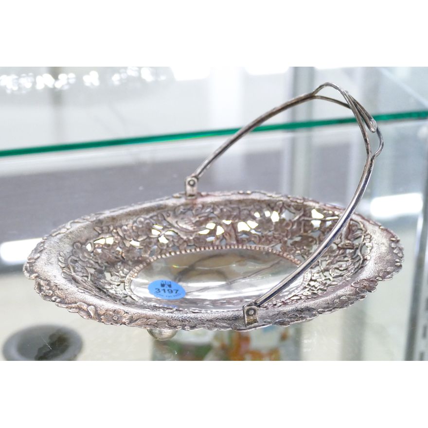 Antique Chinese Export Silver Pierced Basket 7.5'' - 179 Grams