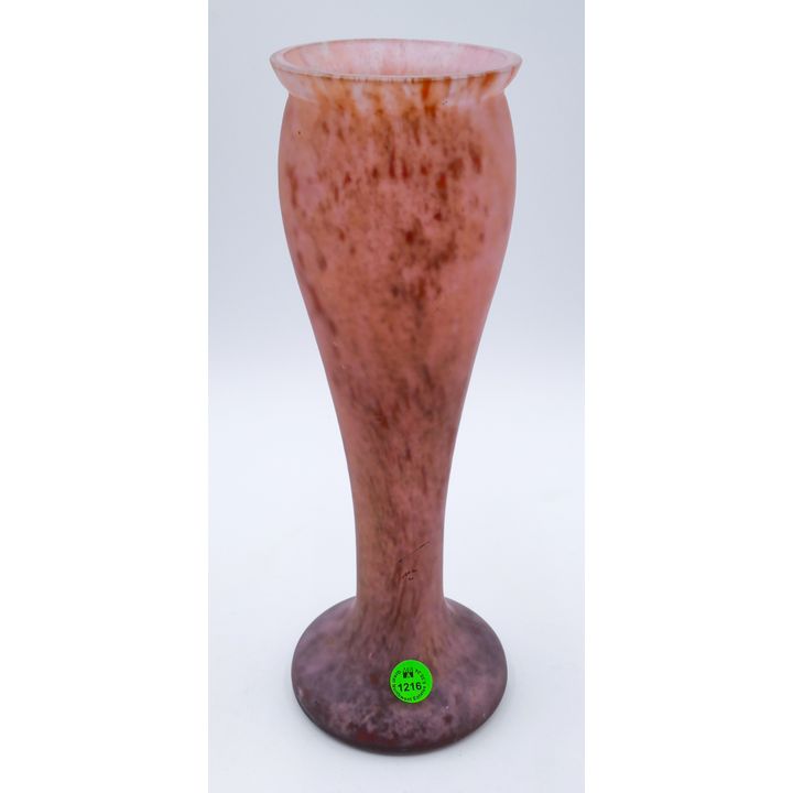 French Art Deco Pink Cameo Glass Vase 12''