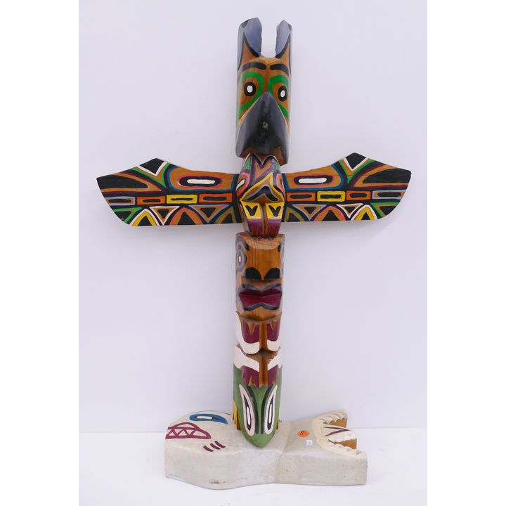 Nancy White Eagle Large Cedar Totem Pole Model- 26''