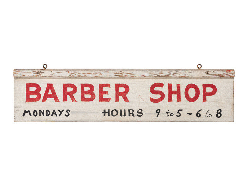 A Painted Wood Barbershop Sign
