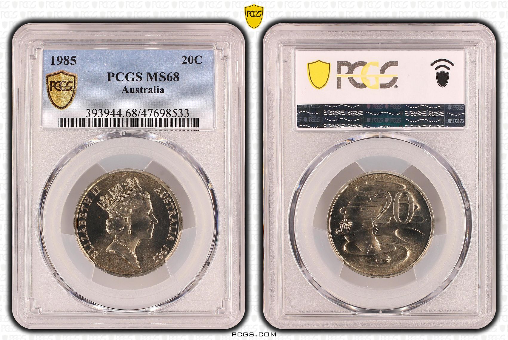 Elizabeth II, Twenty Cent, 1985, PCGS MS68