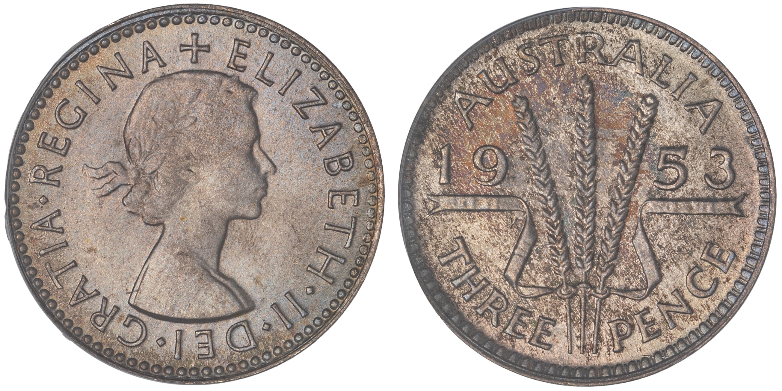 Elizabeth II, Threepence, 1953, PCGS MS66