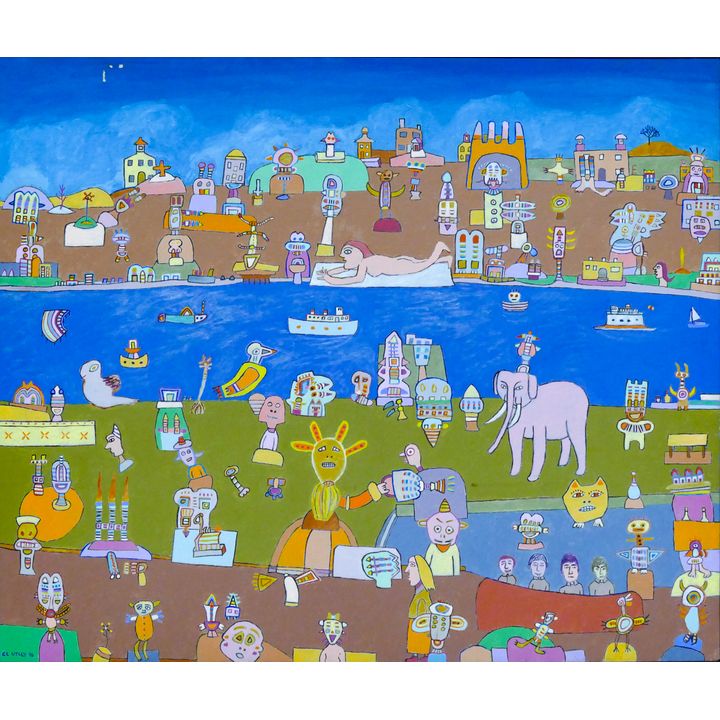 Claude Utley ''The Harbour'' 1996 Acrylic on Canvas Framed