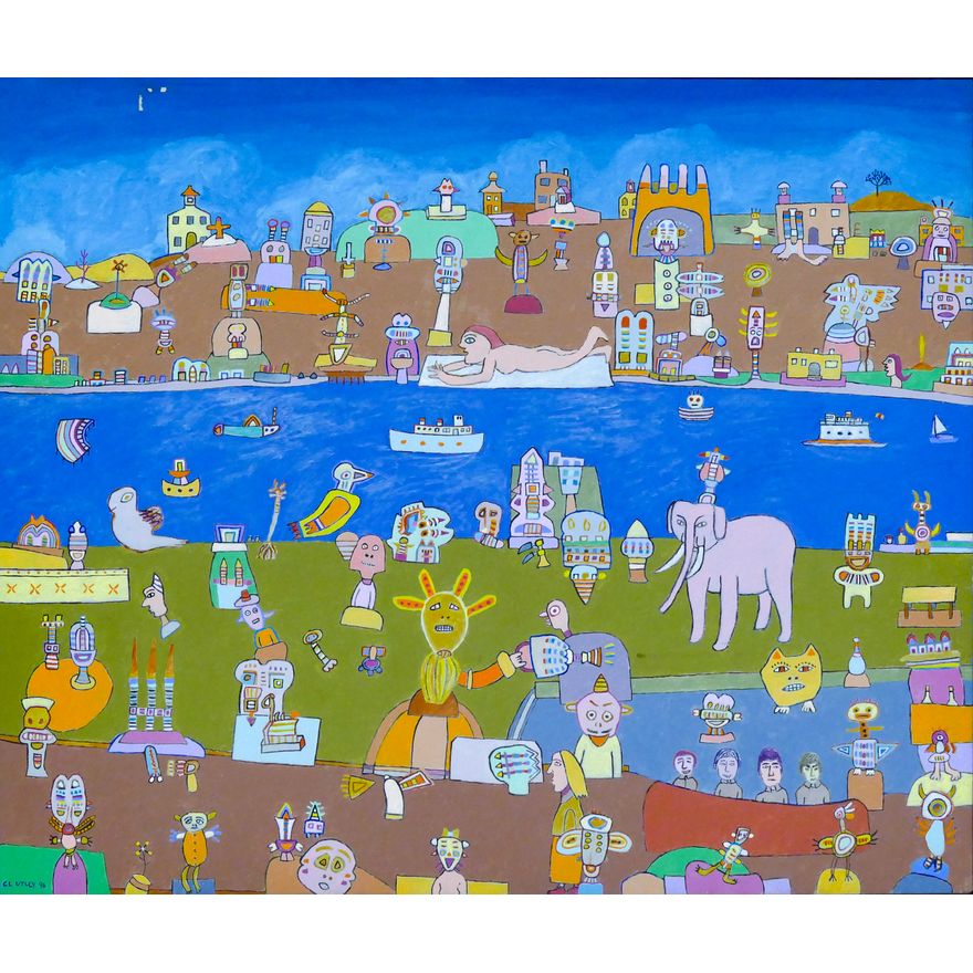 Claude Utley ''The Harbour'' 1996 Acrylic on Canvas Framed